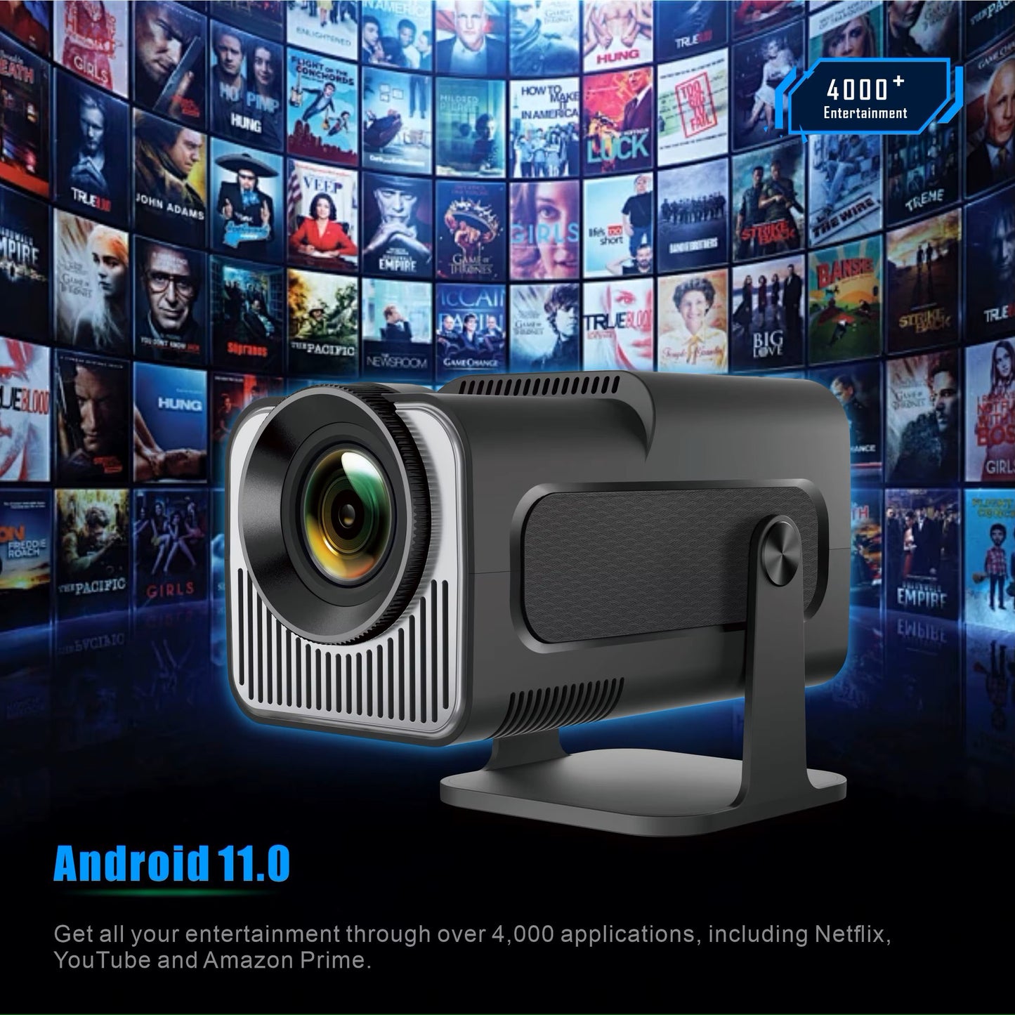 Proyector HY320 Black WiFi 4K  LED mini portátil
